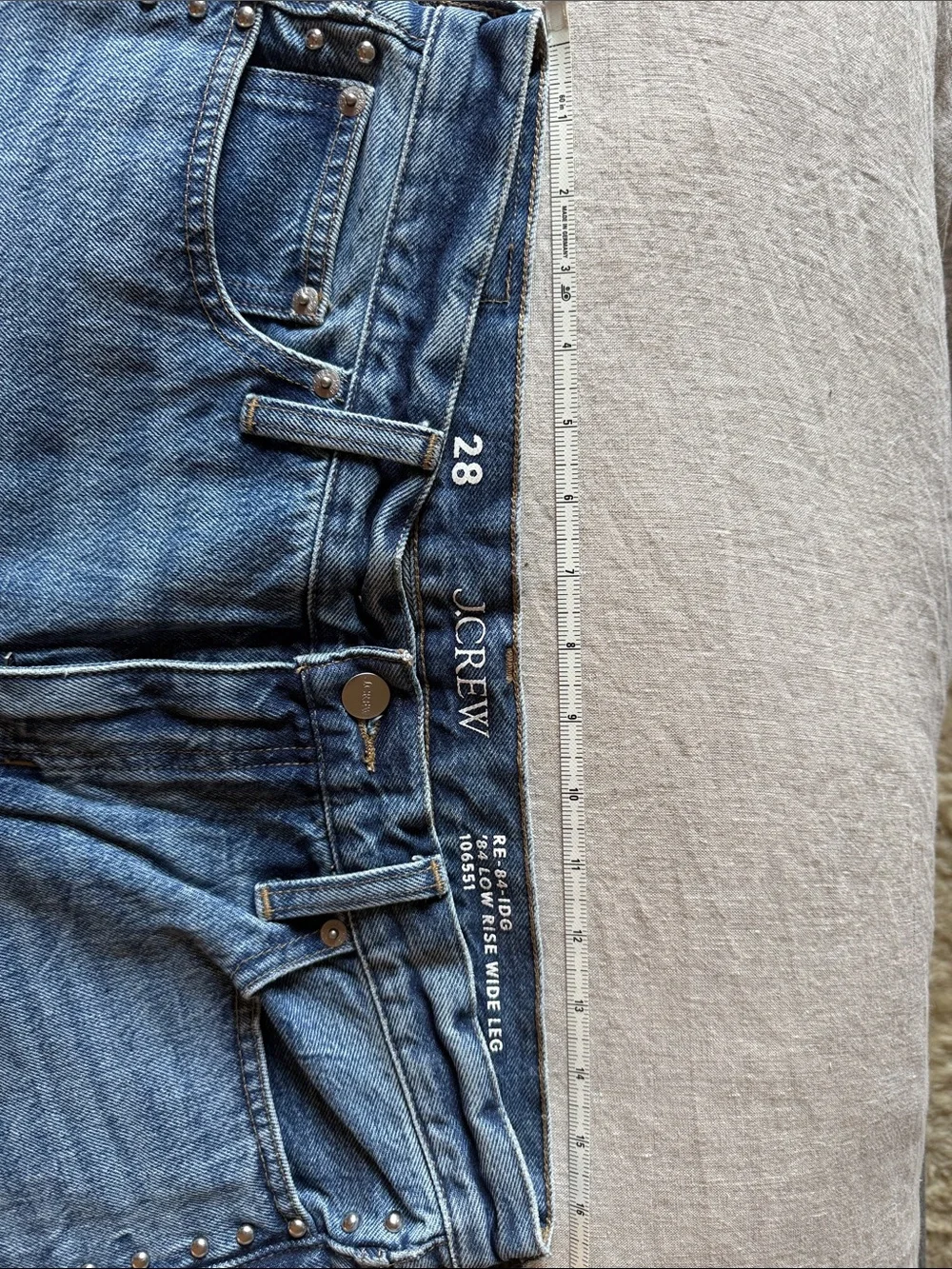 J. Crew Denim Flare Jeans with Side Stud Trim in Medium Blue